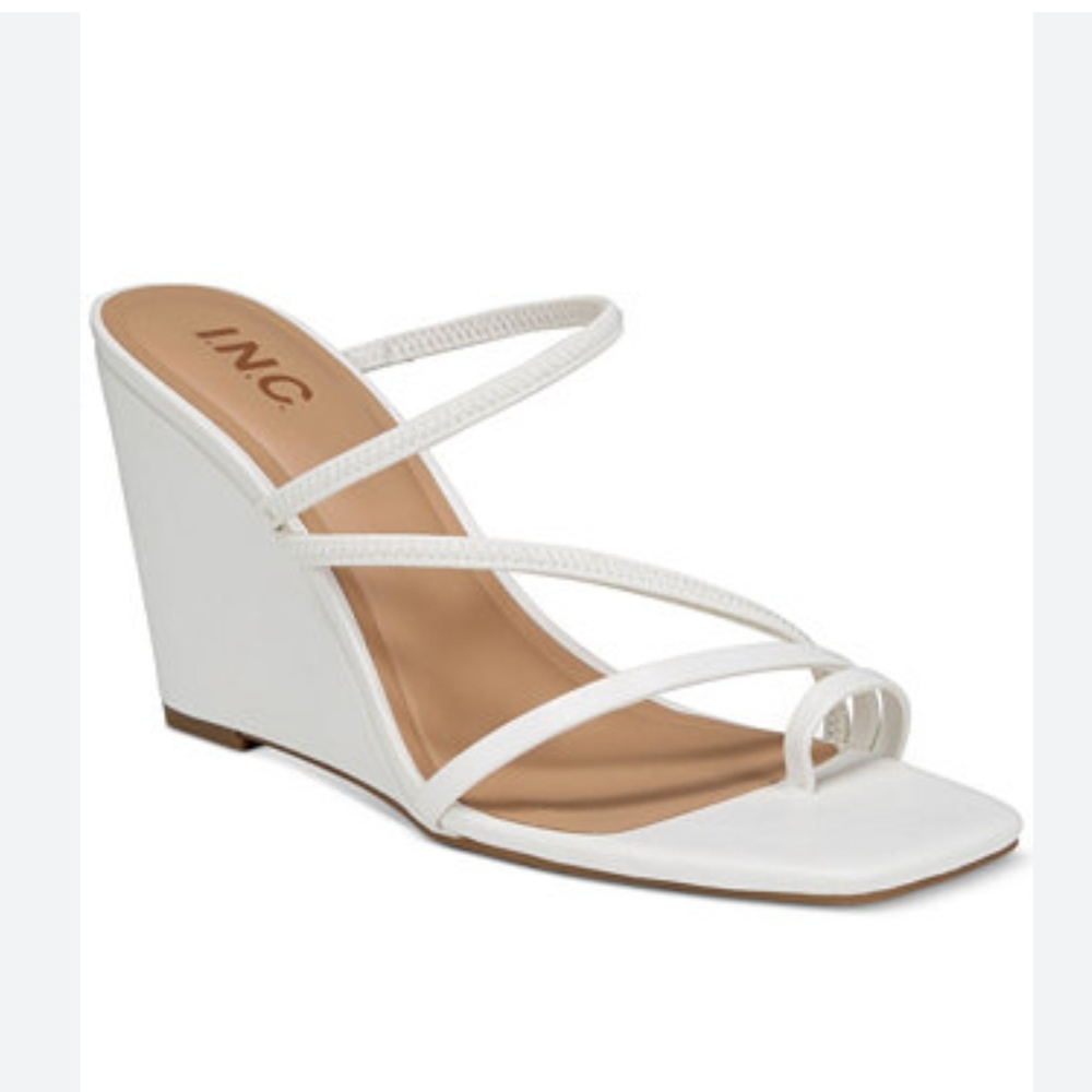 INC International Concepts Women's White Wedge Sandals